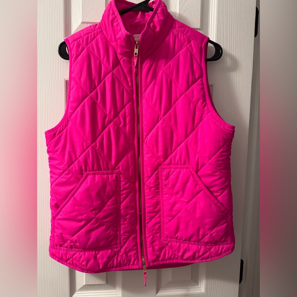 J.CREW Fuchsia Quilted Vest medium